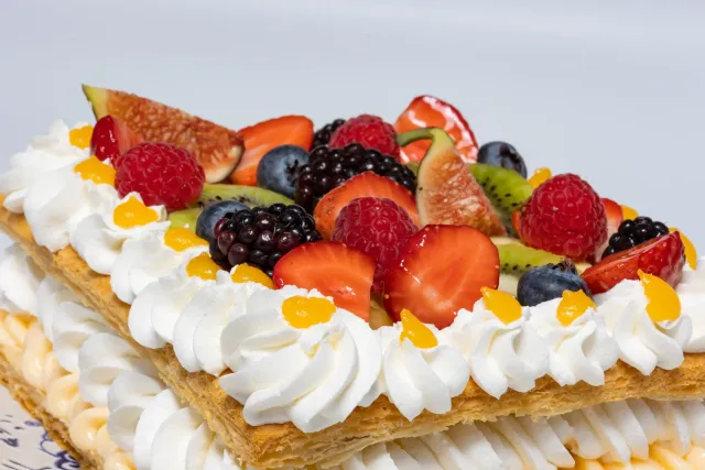 Tarta milhoja · Milhoja de frutas